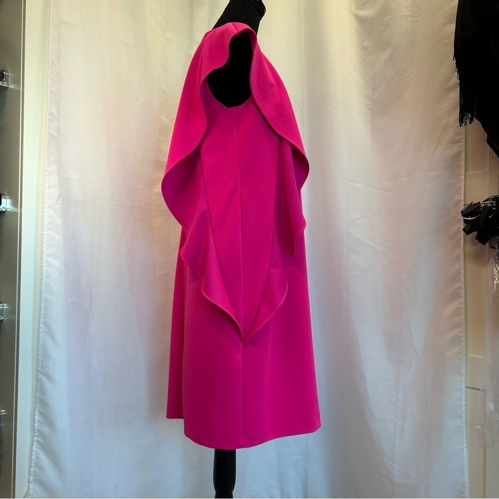 JOSEPH Ribkoff hot neon pink vertical side ruffle dress Sz 8 NWOT - Picture 5 of 12
